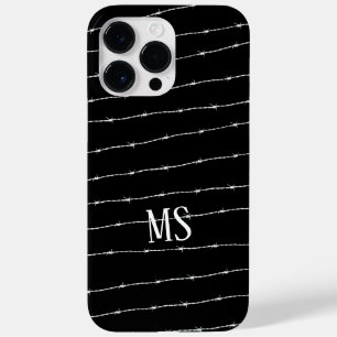 黒カッコいい白の有刺線模様モノグラム Case-Mate iPhone 14 PRO MAXケース