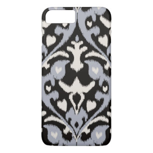 黒カッコいい白の男らしイカットの部族模様 iPhone 8 PLUS/7 PLUSケース