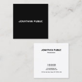 黒カッコいい白BWモダンデザインテンプレート スクエア名刺 (正面/裏面)