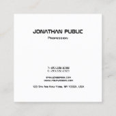 黒カッコいい白BWモダンデザインテンプレート スクエア名刺 (裏面)