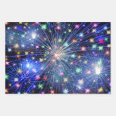 黒カッコいい空にカラフル花火を楽しむ ラッピングペーパーシート (正面3)