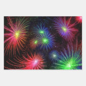黒カッコいい空にカラフル花火を楽しむ ラッピングペーパーシート (正面)