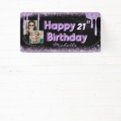 黒カッコいい紫グリッター任意誕生日21st 横断幕 (インサイチュ)