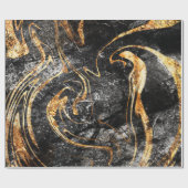 黒カッコいい金ゴールド大理石テクスチャ ラッピングペーパー (フラット)