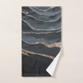 黒カッコいい金ゴールド大理石花崗岩テクスチャバス バスタオルセット (ハンドタオル)