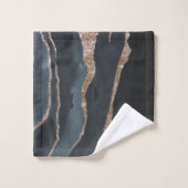 黒カッコいい金ゴールド大理石花崗岩テクスチャバス バスタオルセット (ウォッシュタオル)