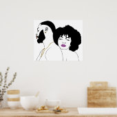 黒カップルの美的ラインのアートワーク（黒の愛） ポスター (キッチン)