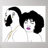黒カップルの美的ラインのアートワーク（黒の愛） ポスター (正面)