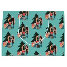 黒カップル初めてのクリスマスラッピング紙