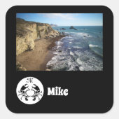 黒カニのモノグラム写真名 スクエアシール (正面)