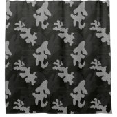 黒カモフラージパターン シャワーカーテン (正面)