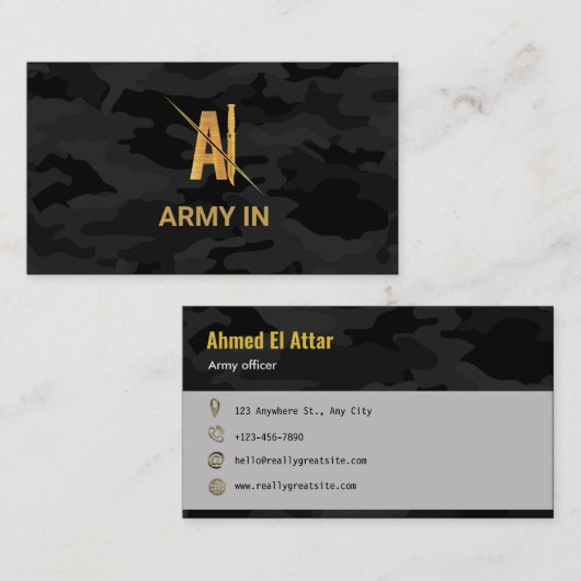 黒カモフラージュ 名刺 (正面/裏面)