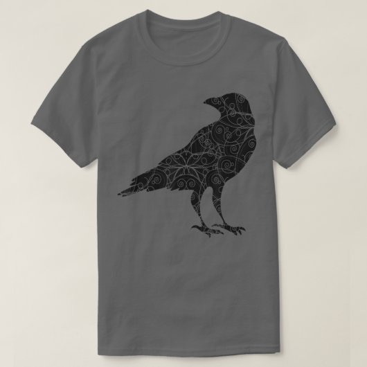 黒カラスの鳥のシルエット Tシャツ (デザイン正面)