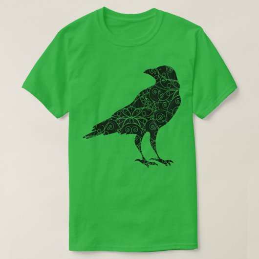 黒カラスの鳥のシルエット Tシャツ (デザイン正面)