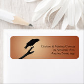 黒カラス鳥シルエットオレンジ色の背景 ラベル (インサイチュ)