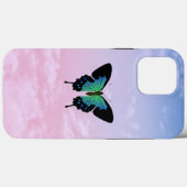 黒カラフルと青の蝶iPhoneケース Case-Mate iPhoneケース (裏面 (横))