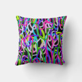 黒カラフルに落書きアート クッション (裏面)