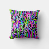 黒カラフルに落書きアート クッション (正面)