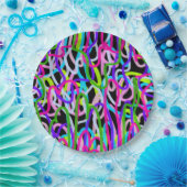 黒カラフルに落書きアート ペーパープレート (パーティー)