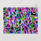 黒カラフルに落書きアート ポストカード (正面)