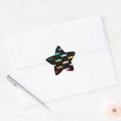 黒カラフルに虹色の口ひげ模様 星シール (封筒)