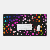 黒カラフルのネオンドット デスクマット (キーボード&マウス)