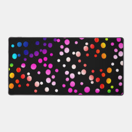 黒カラフルのネオンドット デスクマット