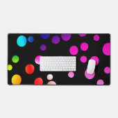黒カラフルのネオンドット デスクマット (キーボード&マウス)