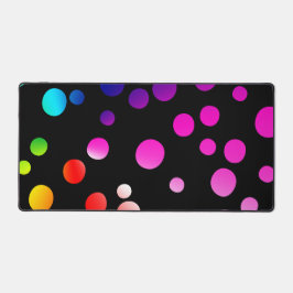 黒カラフルのネオンドット デスクマット