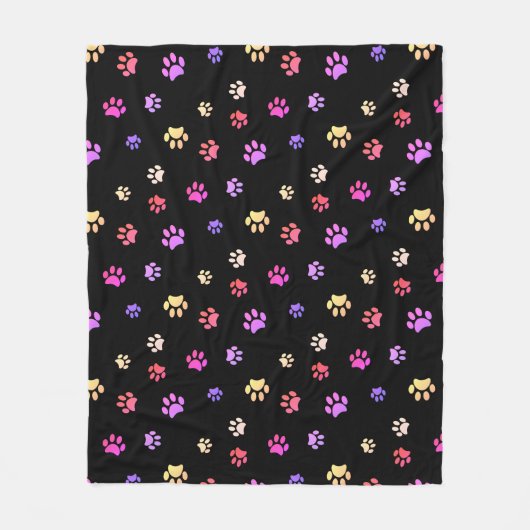 黒カラフルのポープリントパターン フリースブランケット (正面)