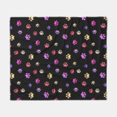 黒カラフルのポープリントパターン フリースブランケット (正面(横))