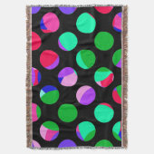 黒カラフルの円 スローブランケット (正面縦)