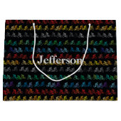 黒カラフルの自転車パターン ラージペーパーバッグ (正面)