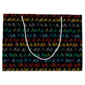 黒カラフルの自転車パターン ラージペーパーバッグ (裏面)