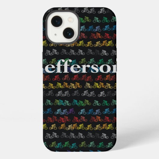 黒カラフルの自転車パターン iPhoneケース (裏面)