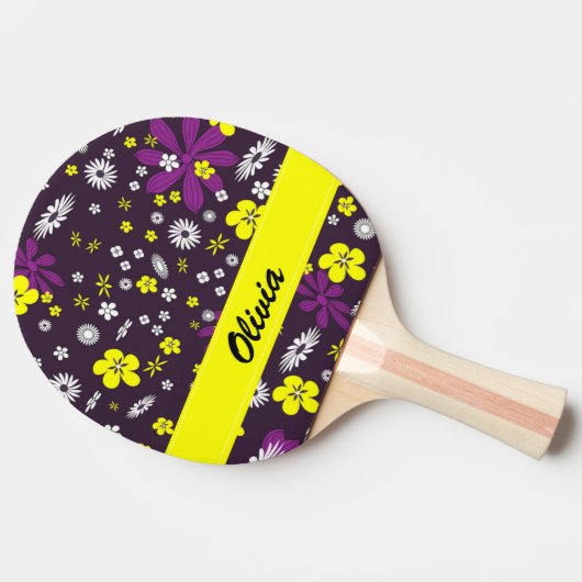 黒カラフルの花 卓球ラケット (横)