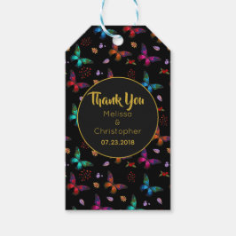黒カラフルの蝶のパタ結婚ーン ギフトタグ