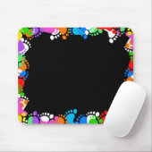 黒カラフルの足跡 マウスパッド (マウス)