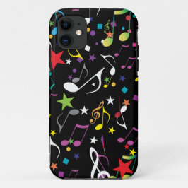 黒カラフルの音楽ノート iPhone 11 ケース