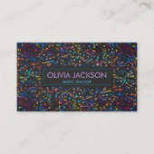 黒カラフルの音符パターン 名刺 (正面)
