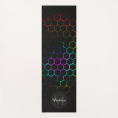 黒カラフルハニカム形状パターンモノグラム ヨガマット (正面)