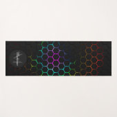 黒カラフルハニカム形状パターンモノグラム ヨガマット (正面(横))