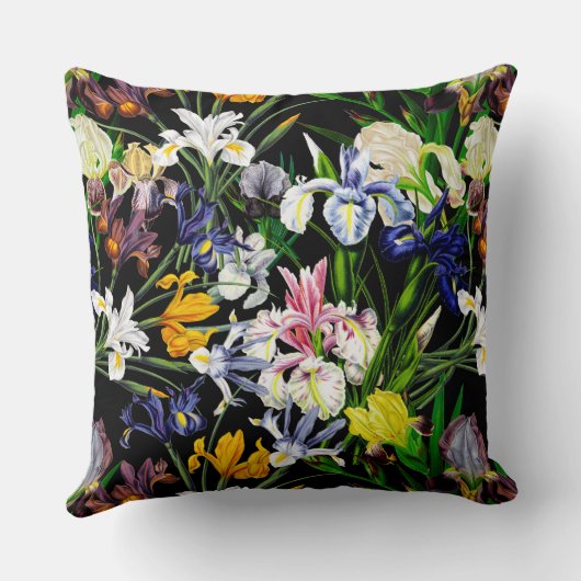 黒カラフルビクトリアン模様の虹彩花 クッション (裏面)