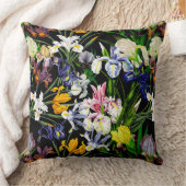 黒カラフルビクトリアン模様の虹彩花 クッション (ブランケット)