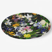 黒カラフルビクトリアン模様の虹彩花 ペーパープレート (アングル)