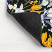 黒カラフルビクトリアン模様の虹彩花 マウスパッド (コーナー)