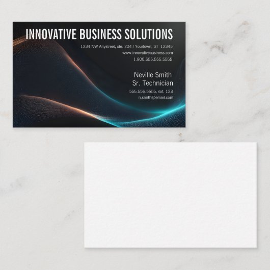 黒カラフル上のData Tech Particle Wave 名刺 (正面/裏面)