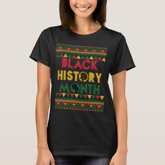 黒カラフル史ヶ月アフリカ系アメリカ人ウォーム Tシャツ (正面)
