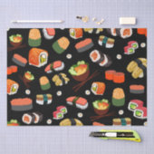 黒カラフル地のすし 薄葉紙 (クラフト)