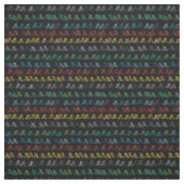 黒カラフル地の自転車模様 ファブリック (見本)